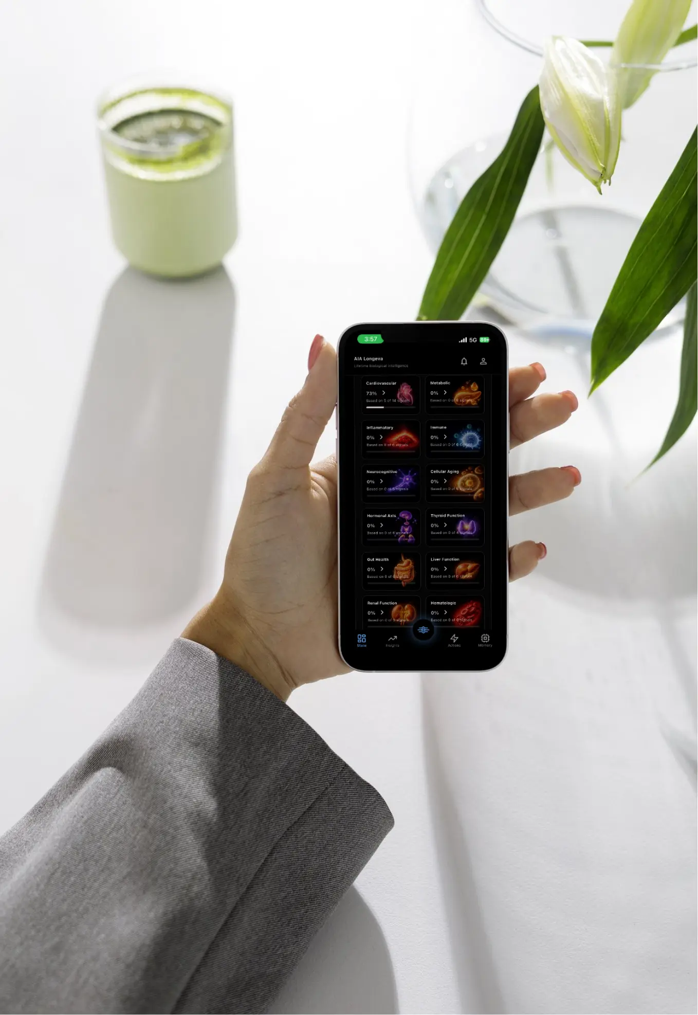 Deep biomarker analysis and connected health insights dashboard.